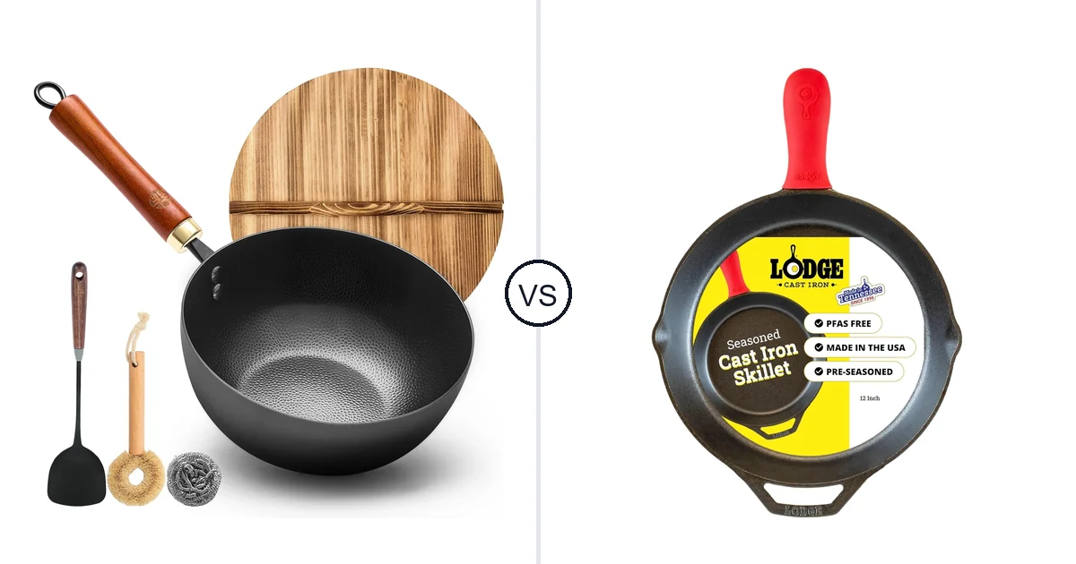 WANGYUANJI Carbon Steel Wok vs Lodge Seasoned Cast Iron: Oven