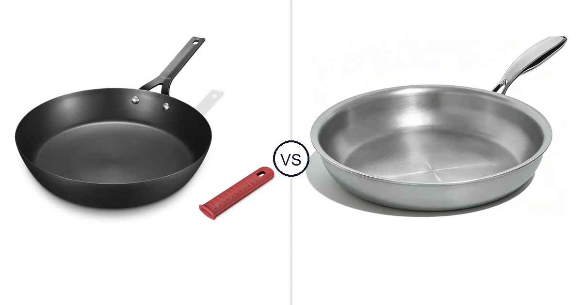 Comparison of Yonida Carbon Steel Pan and Umite Chef 12 inch 5 Ply Stainless Steel