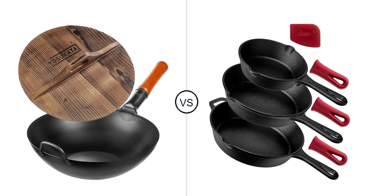 YOSUKATA Carbon Steel Wok vs Cuisinel Cast Iron Skillets: Oven