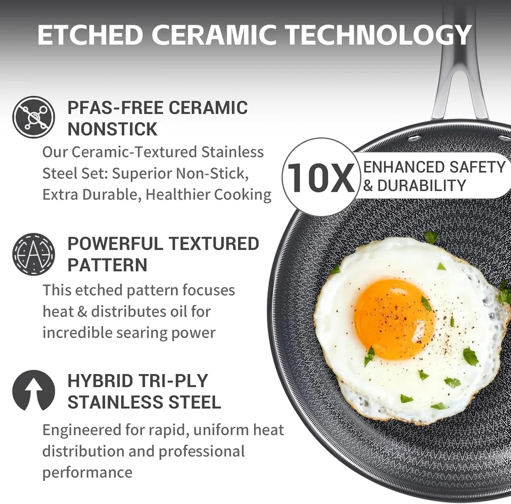 Ammeloo 17 Pcs Nonstick Stainless Steel Cookware Set