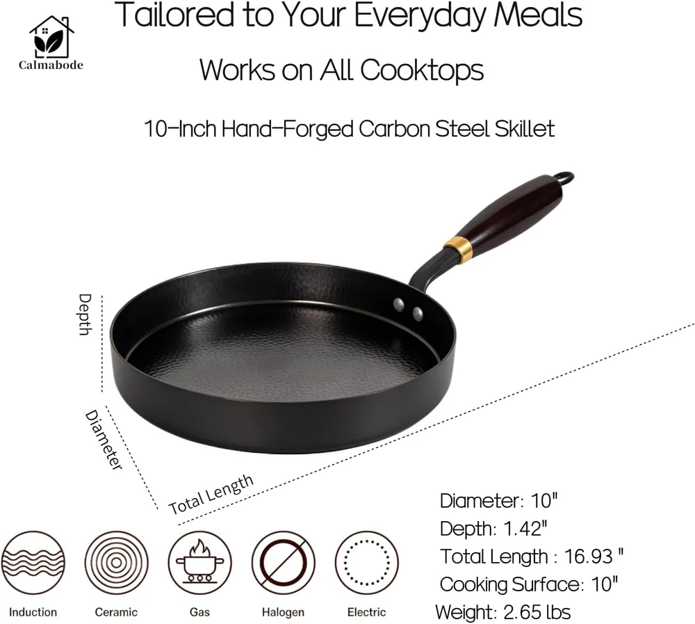 Calmabode Flat Bottom Wok Pan 10 Inch