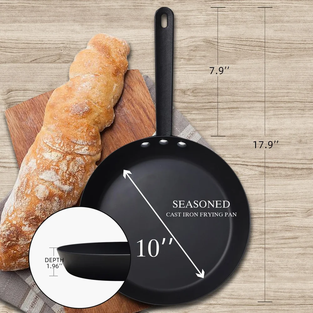 Letschef Coating-Free Carbon Steel Pan Durable 10