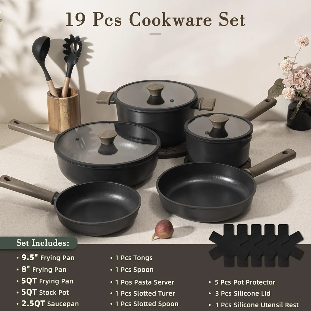 Astercook 19 Pcs Kitchen Cookware Sets