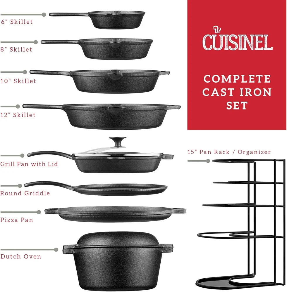 Cuisinel Cast Iron Cookware 18-Piece Set -