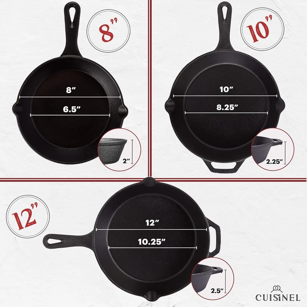 Cuisinel Cast Iron Skillet Set - 8