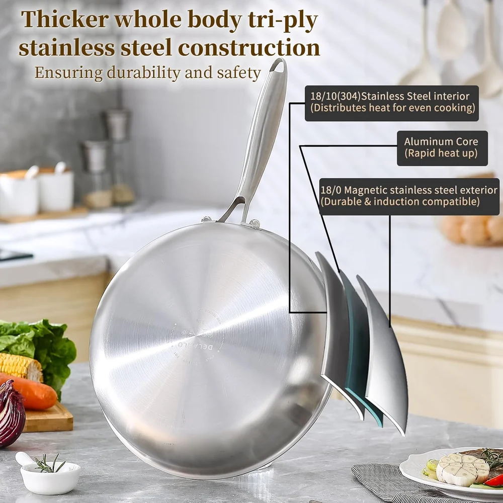 DELARLO Tri-Ply Stainless Steel Pan