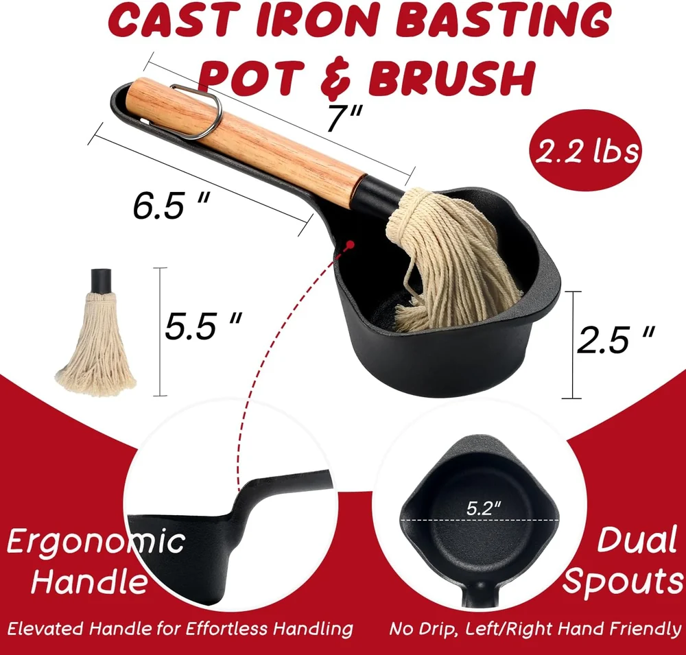 IPROUDER Cast Iron Sauce Pan and Basting