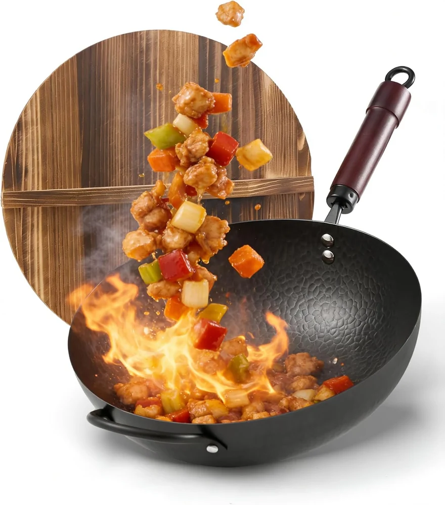Amazon Basics Carbon Steel Pre-Seasoned Wok
