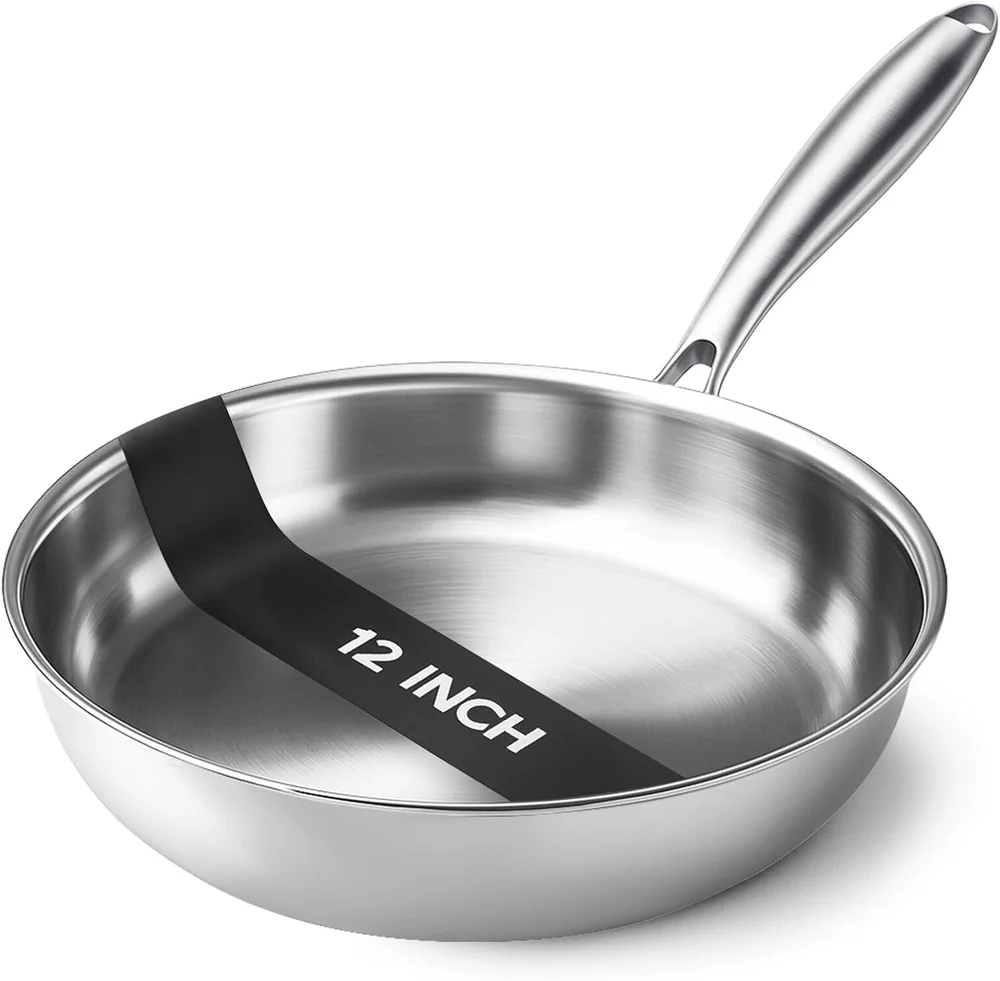 EWFEN 12 Inch Tri-Ply Stainless Steel Frying