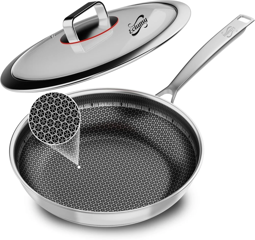 Inqibee 12 Inch Tri-Ply Stainless Steel Frying