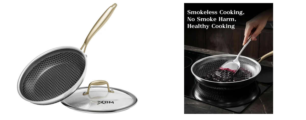 XBM Honeycomb Stainless Steel Nonstick Frying Pan images