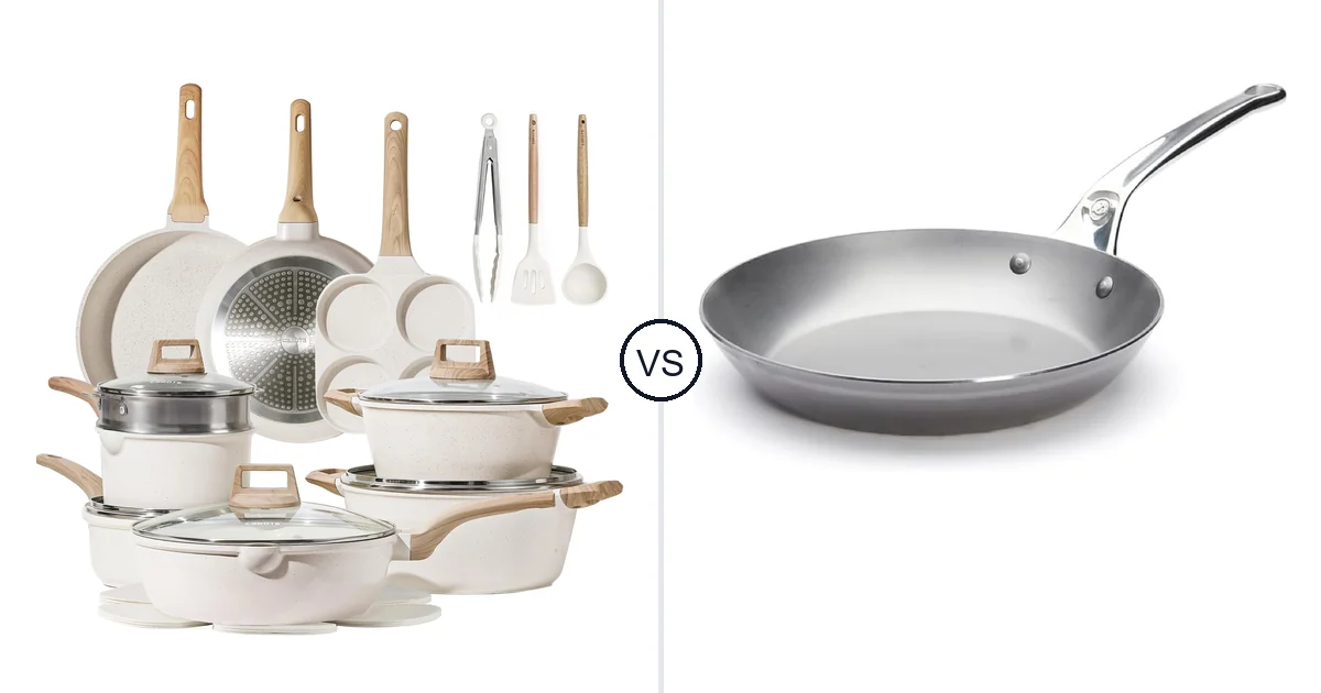 Comparison of CAROTE 21 Piece and de Buyer MINERAL B Pro Carbon Steel Fry
