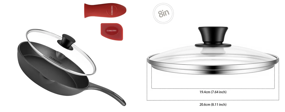 CUISGUSTO 8 Inch Cast Iron Skillet images