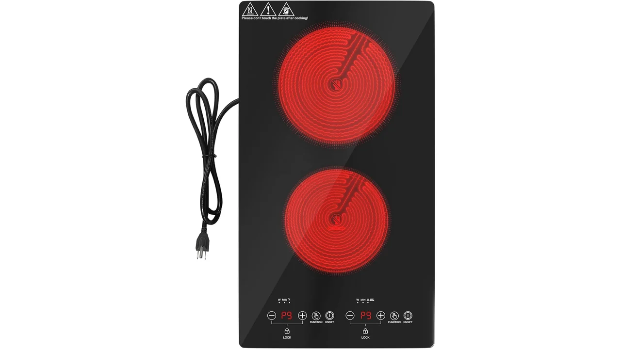 2100W Electric Cooktop 2 Burners 110V, 12″ Electric