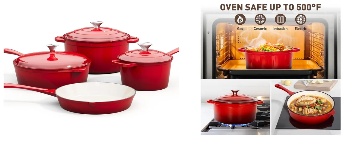 MAISON ARTS 7 Piece Enameled Cast Iron Cookware images