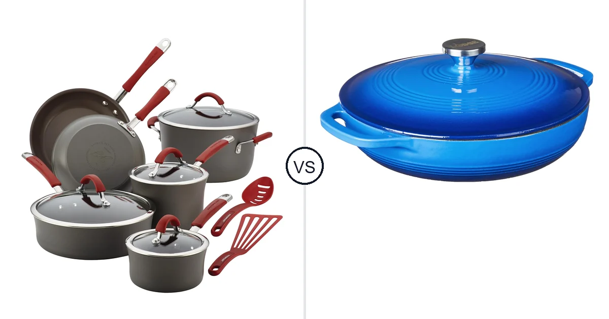 Rachael Ray 12 Piece Hard vs Lodge Essential Enamel: Oven Comparison