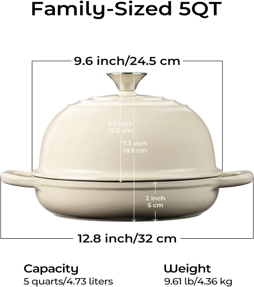 Armorbear Dutch Oven for Bread Baking-5QT Cast