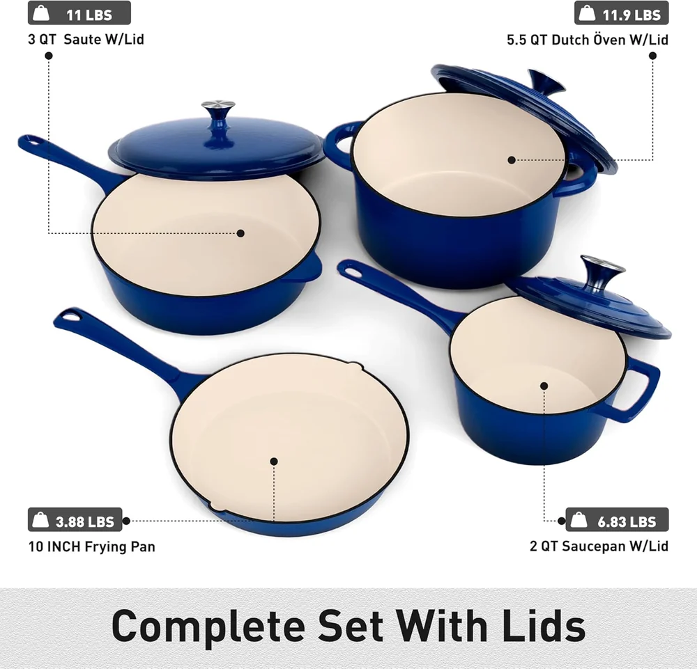 MAISON ARTS 7 Piece Enameled Cast Iron Cookware