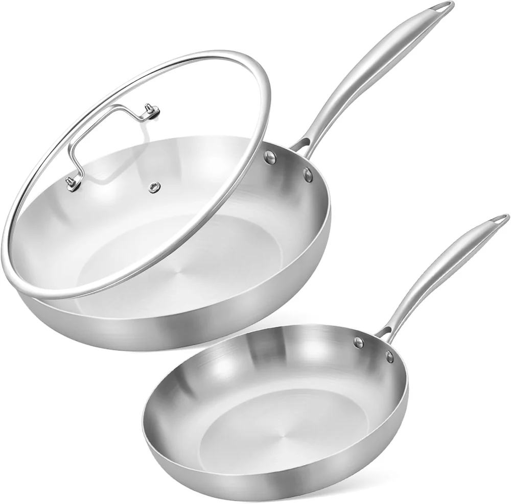 Amazon Basics Stainless Steel Frying Pan Set