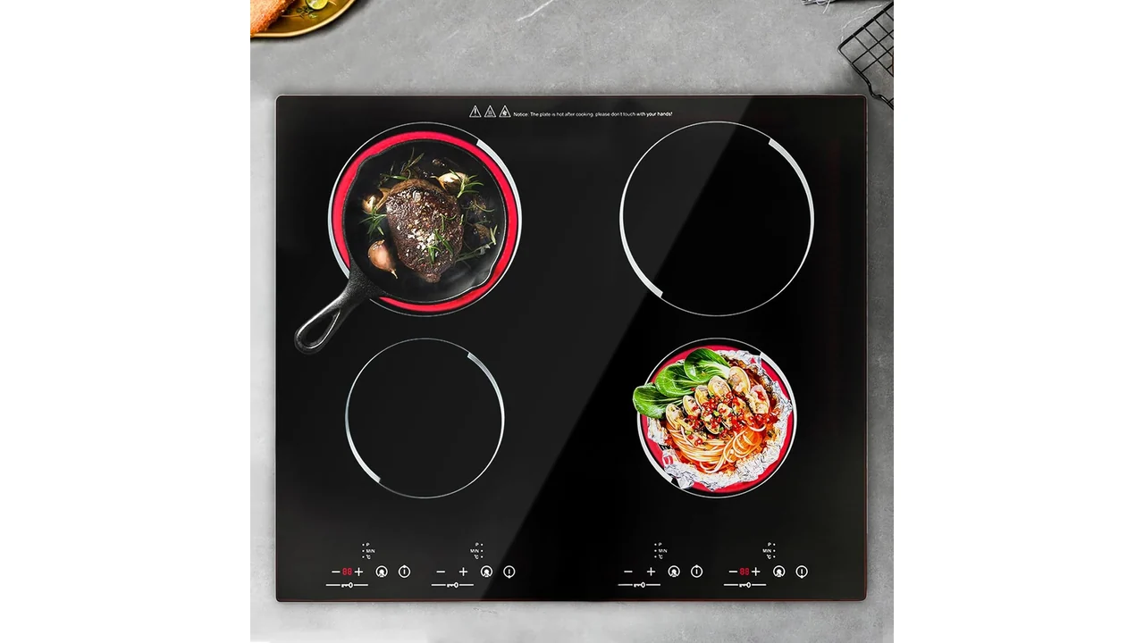 3000W 110V Cooktop Portable 4 Burners Electric Built-in