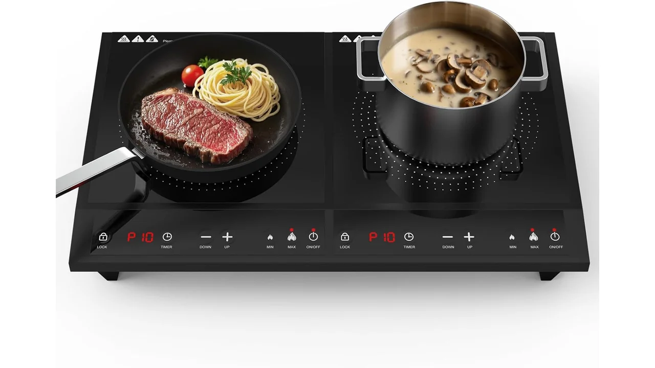 Double Induction Cooktop,Portable Induction Cooker 2 Burner