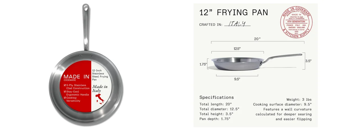 Made In Cookware - 12-Inch Stainless Steel Frying images