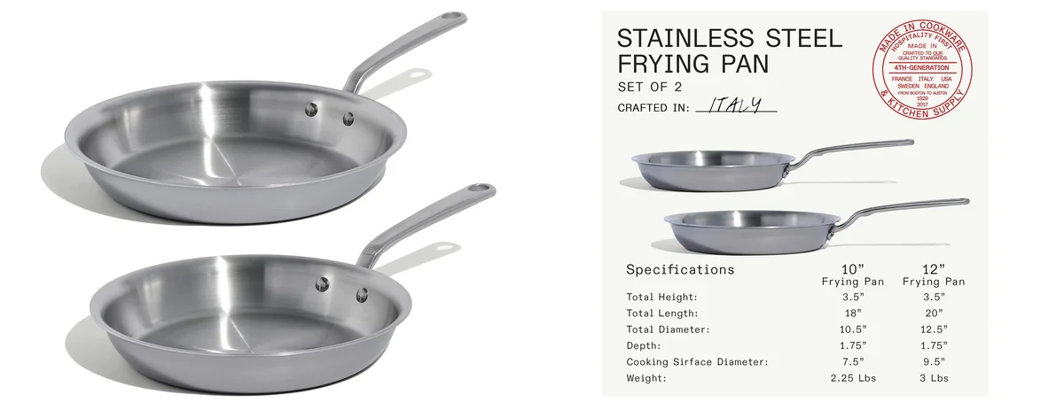 Made In Cookware - 2-Piece Stainless Clad Frying images