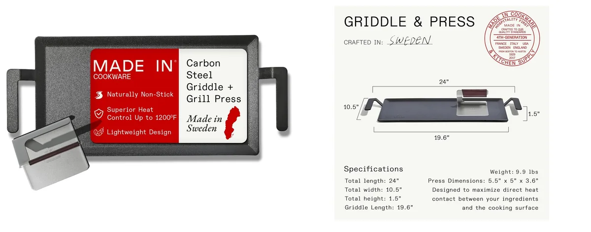 Made In Cookware - Carbon Steel Griddle + images