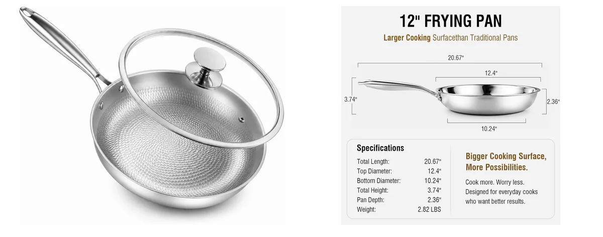 Yutlkor 12 Inch Stainless Steel Pan images